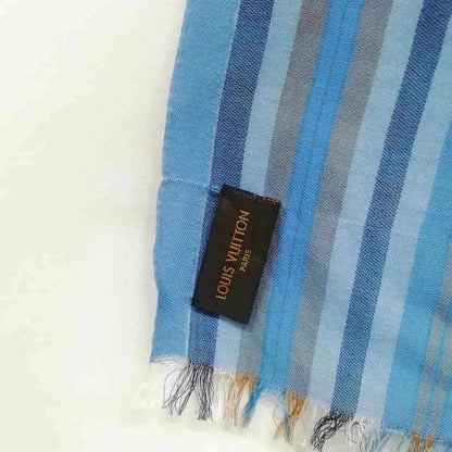 Louis Vuitton Shawl Etole Monogram Madras Scarf Blue — view 6