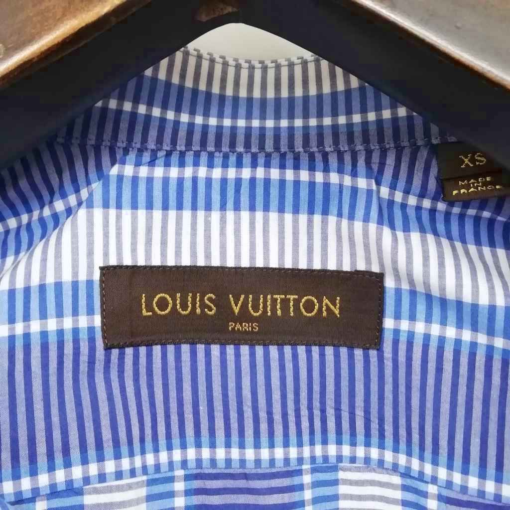 Louis Vuitton Bp6 9 Striped Shirt Dress LV Logo Embroidery Navy Blue XS — view 4