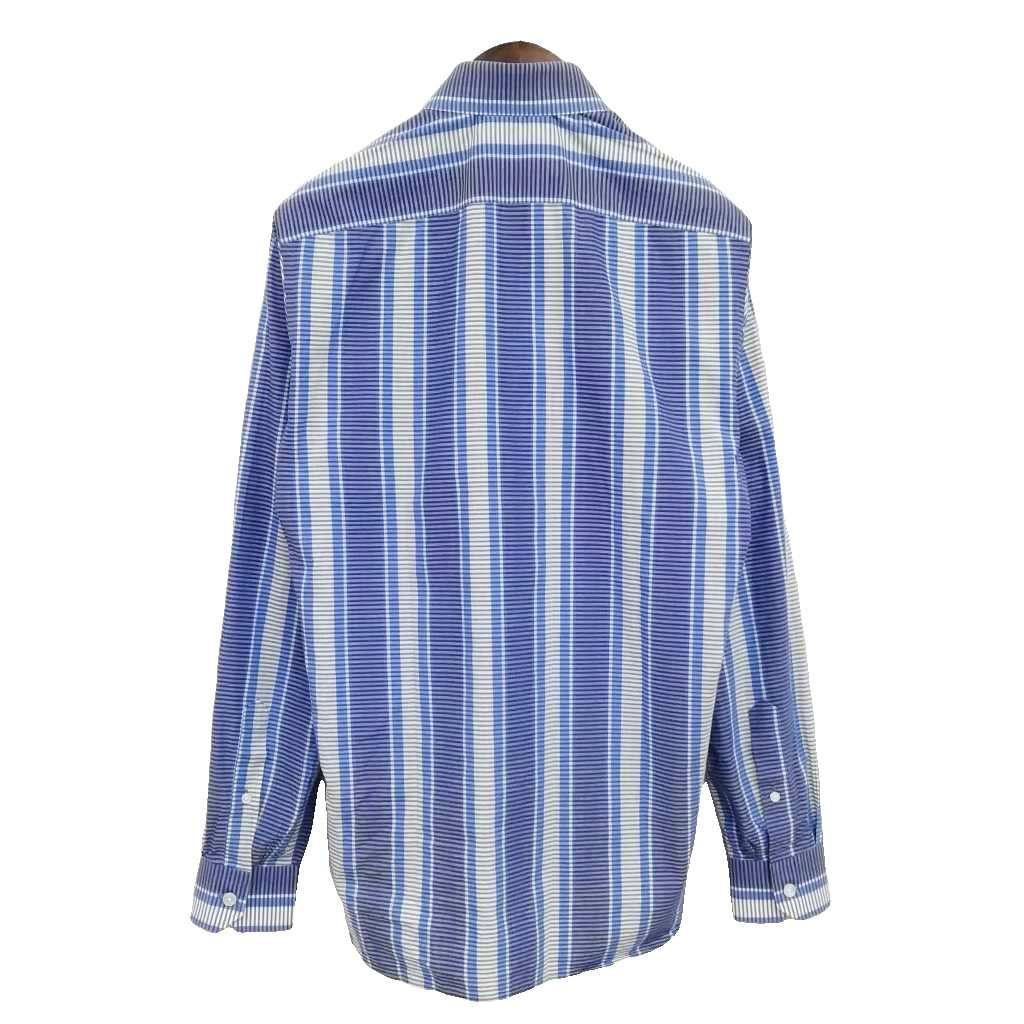 Louis Vuitton Bp6 9 Striped Shirt Dress LV Logo Embroidery Navy Blue XS — view 3