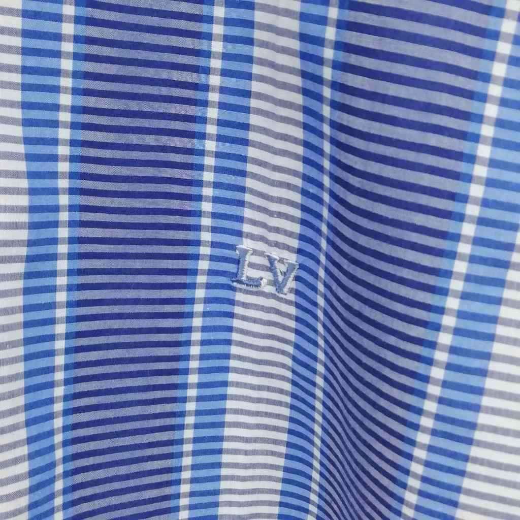 Louis Vuitton Bp6 9 Striped Shirt Dress LV Logo Embroidery Navy Blue XS — view 2