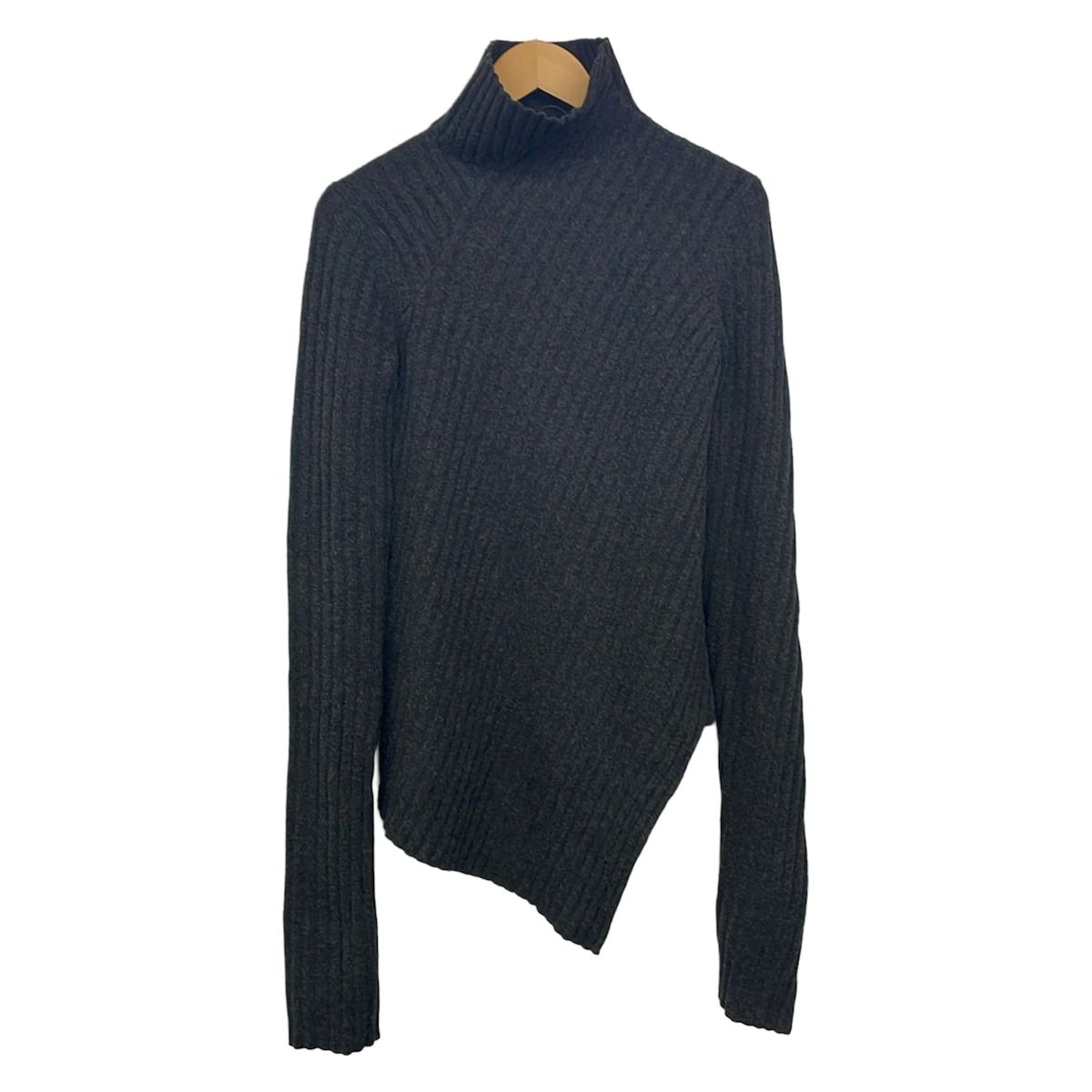 Celine Long Sleeve Sweater Dark Gray High Neck Asymmetric Design S
