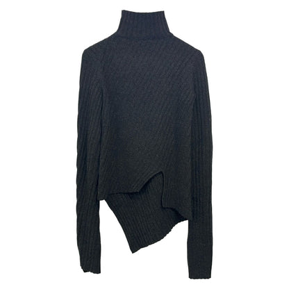Celine Long Sleeve Sweater Dark Gray High Neck Asymmetric Design S — view 2
