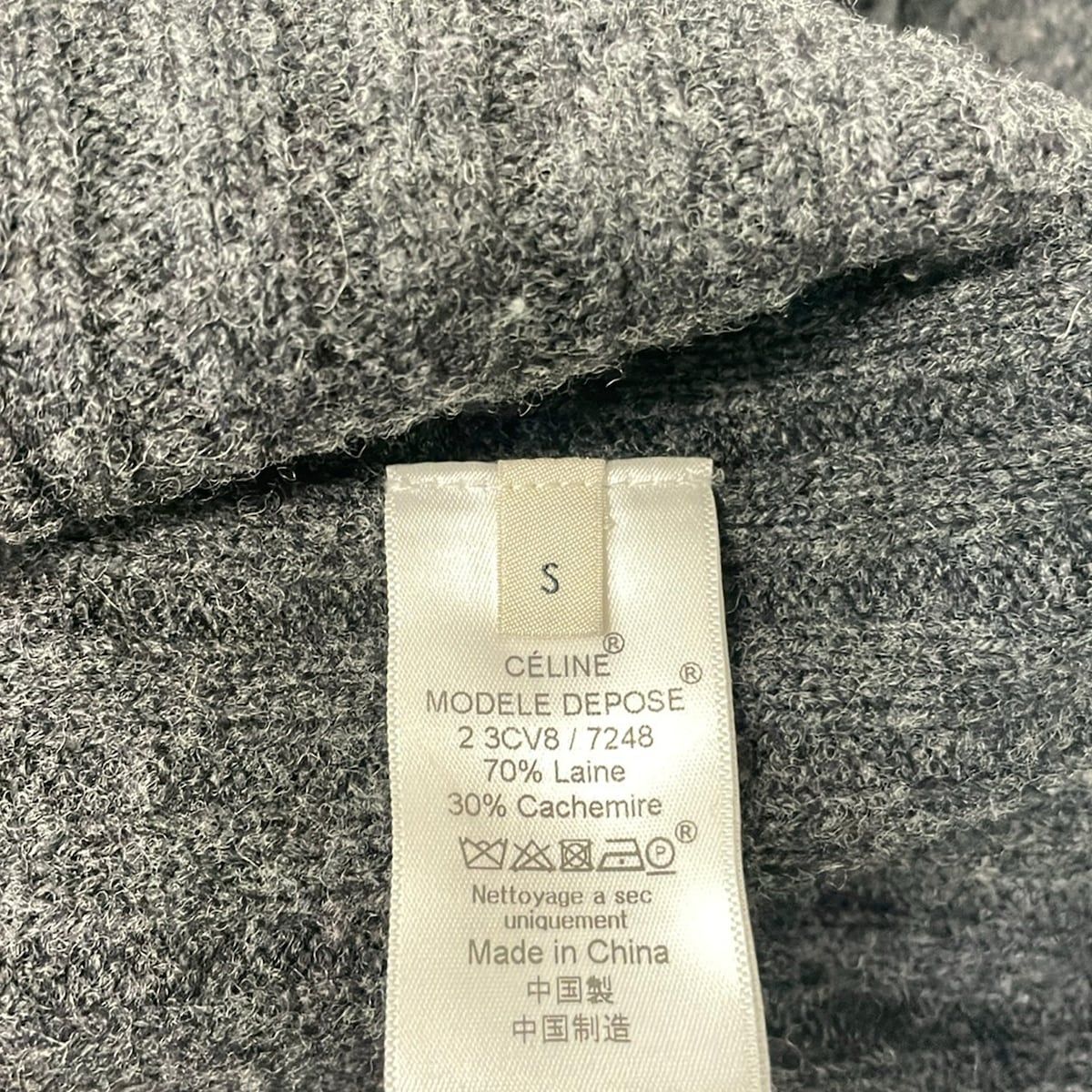 Celine Long Sleeve Sweater Dark Gray High Neck Asymmetric Design S — view 5