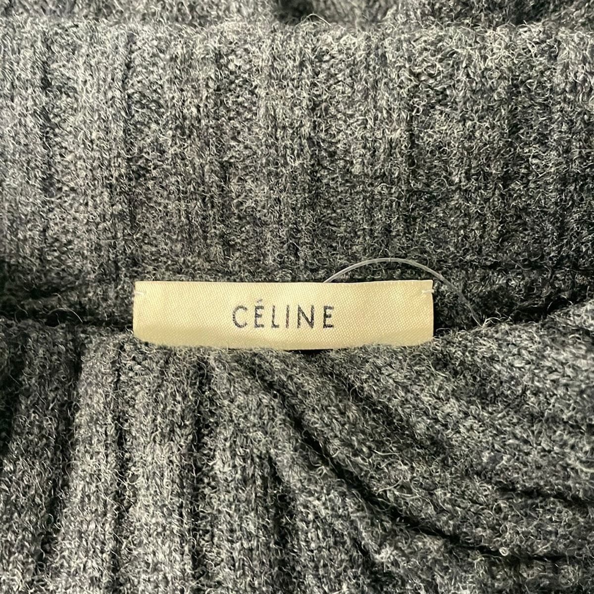 Celine Long Sleeve Sweater Dark Gray High Neck Asymmetric Design S — view 3