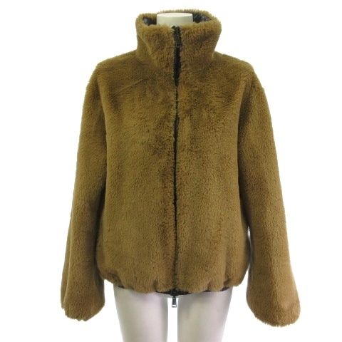 Moncler Adoxe Fleece Jacket Reversible Nylon Stand Collar Brown Black 0