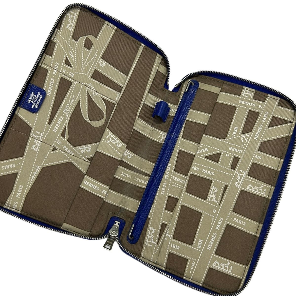 Hermes Notebook Agenda Zip Silk'in Blue Saphir Zip Around — view 3