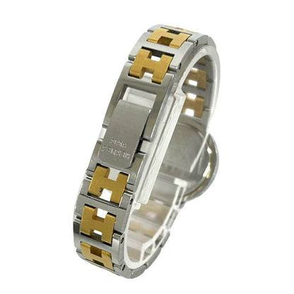 Hermes Vintage Clipper Stainless Quartz Watch Wrist Silver Gold — view 8