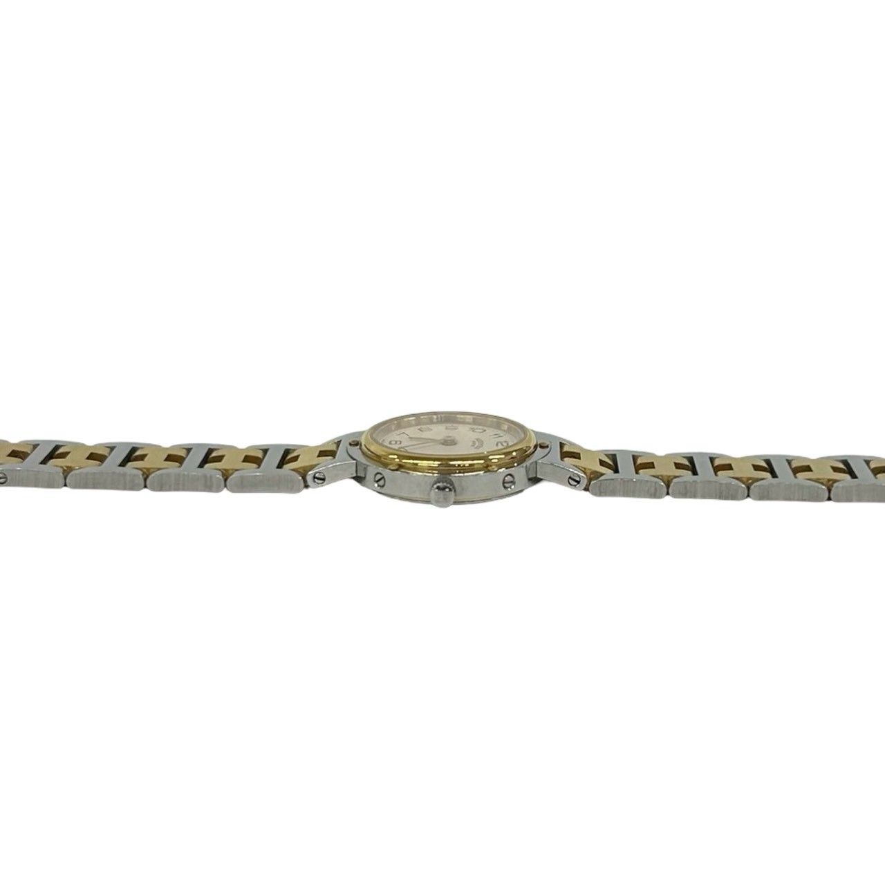 Hermes Vintage Clipper Stainless Quartz Watch Wrist Silver Gold — view 6