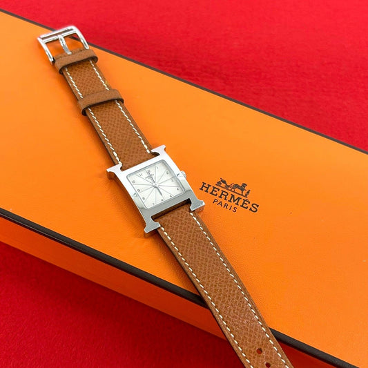 Hermes H Watch Veau Epsom Quartz Wrist Gold