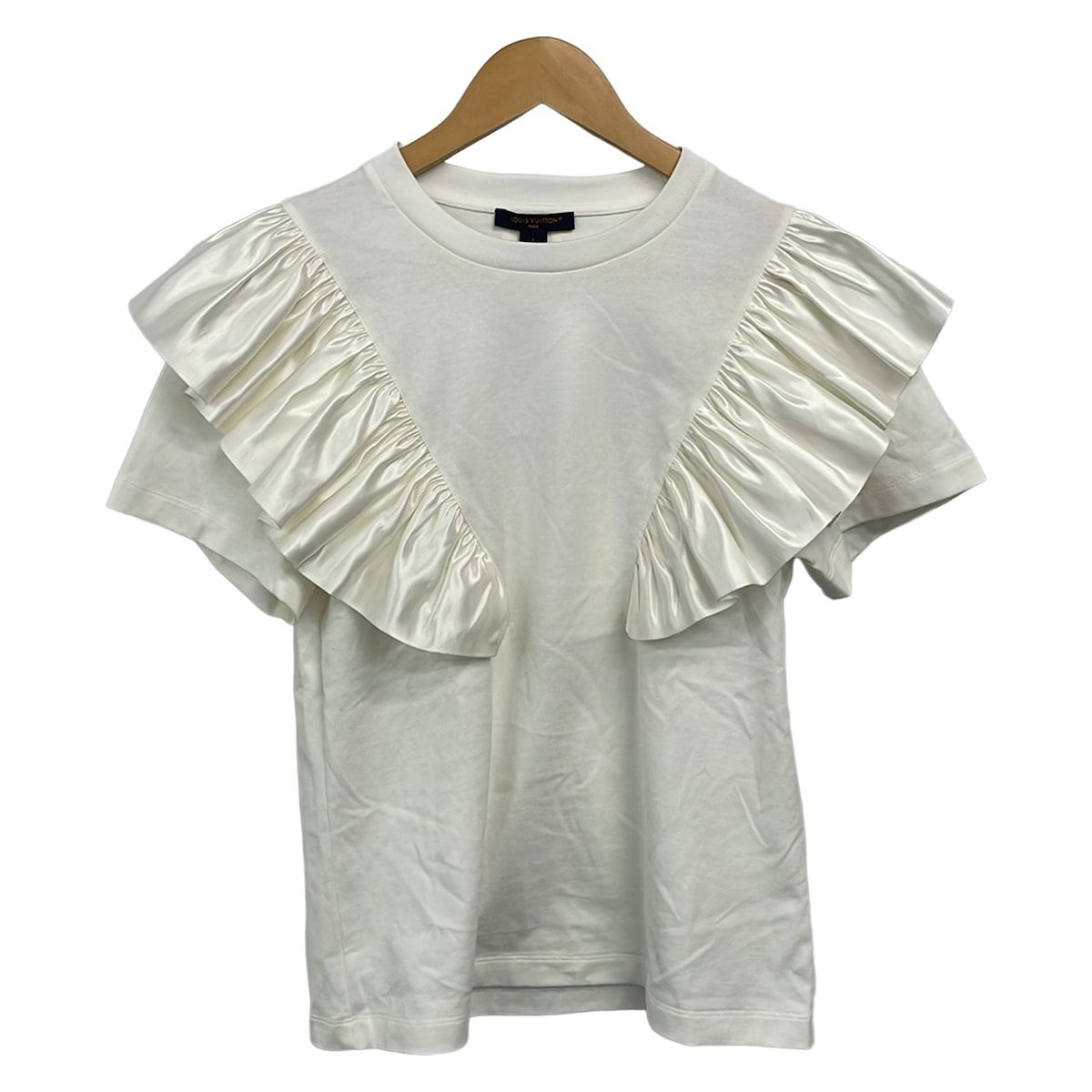 Louis Vuitton Short Sleeve Top Ivory Ruffles L