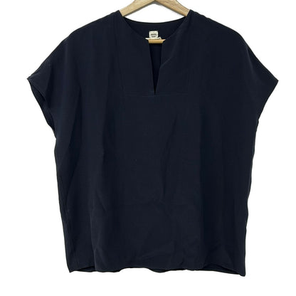Hermes Short Sleeve Top S Dark Navy Silk 34