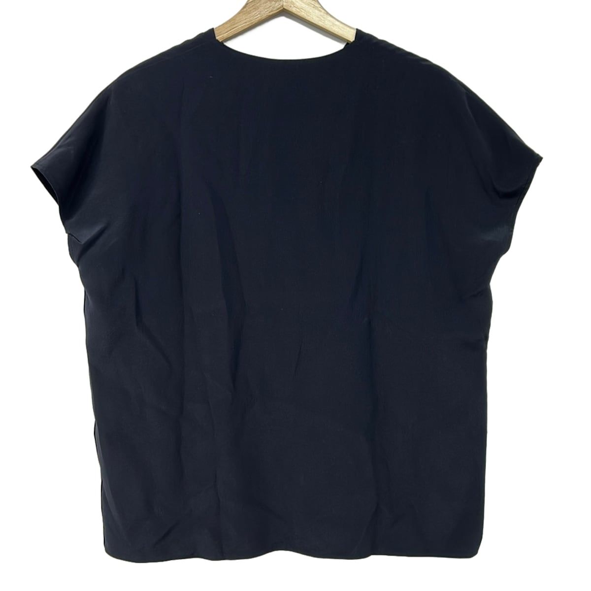 Hermes Short Sleeve Top S Dark Navy Silk 34 — view 2