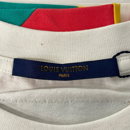 Louis Vuitton Short Sleeve T-Shirt Flags Patchwork Printed White Red Multi S — view 3