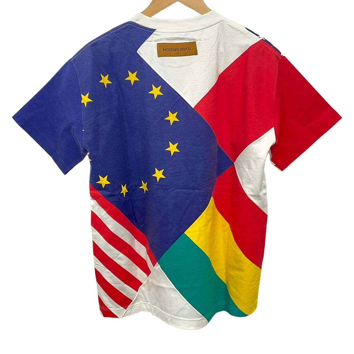 Louis Vuitton Short Sleeve T-Shirt Flags Patchwork Printed White Red Multi S — view 2