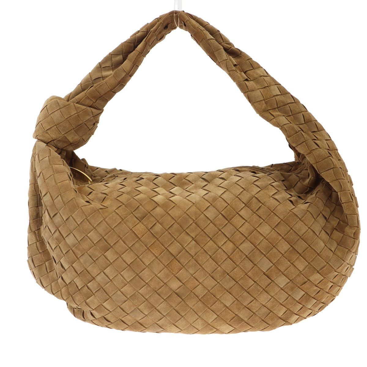 Bottega Veneta Medium Jodie Bag Suede Intrecciato Bag Camel Brown — view 2