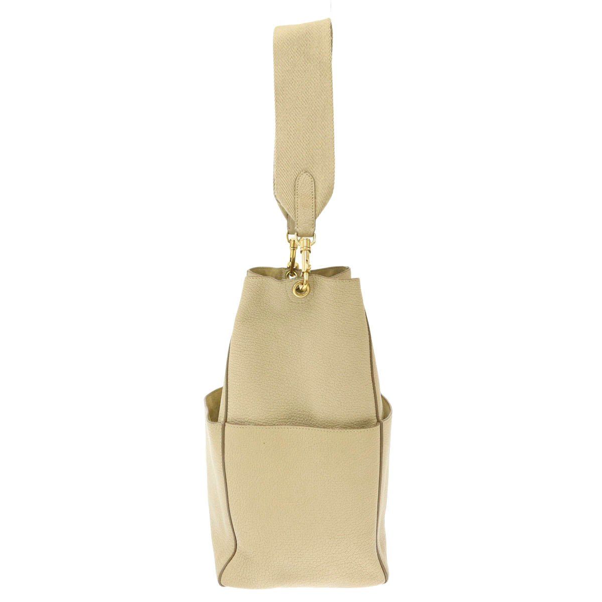 Celine Sangles Bucket Shoulder Leather Bag Beige — view 3