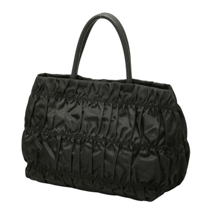 Prada Gathered Handbag Black Nylon Leather — view 2