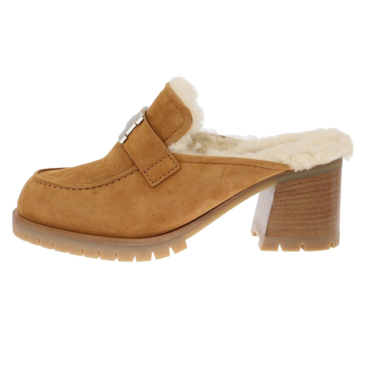 Hermes Flore 60 Flor Suede Leather Shearling Sandals Camel Brown — view 2