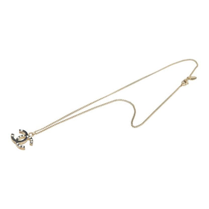 Chanel CC Logo Chain Pendant 07 Black Gold Plated Faux Pearl Rhinestone — view 4
