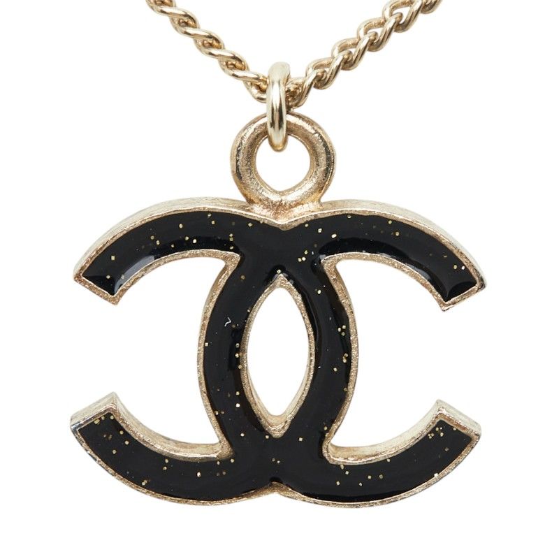 Chanel CC Logo Chain Pendant 07 Black Gold Plated Faux Pearl Rhinestone — view 3