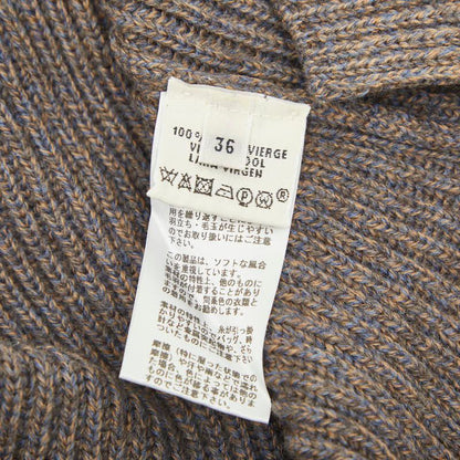 Hermes Shoulder Padded V-neck Rib Knit Sweater Gray Beige Wool — view 4
