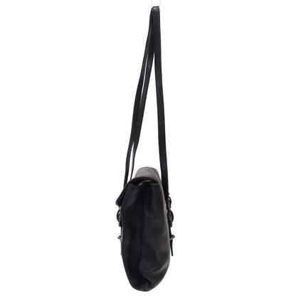 Prada Buckle Strap Leather Handbag Black — view 3