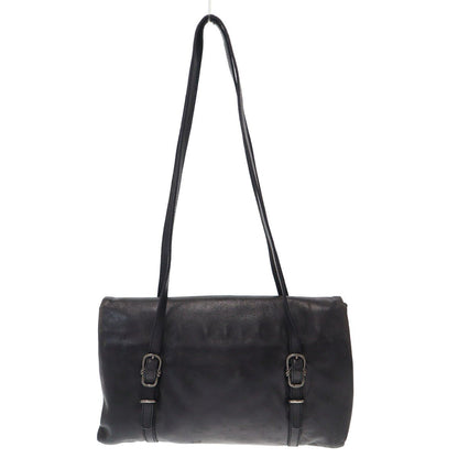 Prada Buckle Strap Leather Handbag Black — view 2