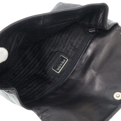 Prada Buckle Strap Leather Handbag Black — view 6