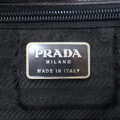 Prada Buckle Strap Leather Handbag Black — view 5
