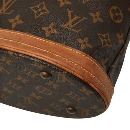 Louis Vuitton Monogram Petite Bucket PM Tote Shoulder Bag Brown Leather — view 7