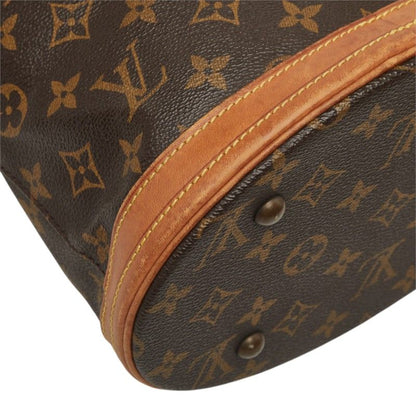 Louis Vuitton Monogram Petite Bucket PM Tote Shoulder Bag Brown Leather — view 6