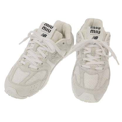 Miu Miu New Balance Suede Mesh Sneakers White
