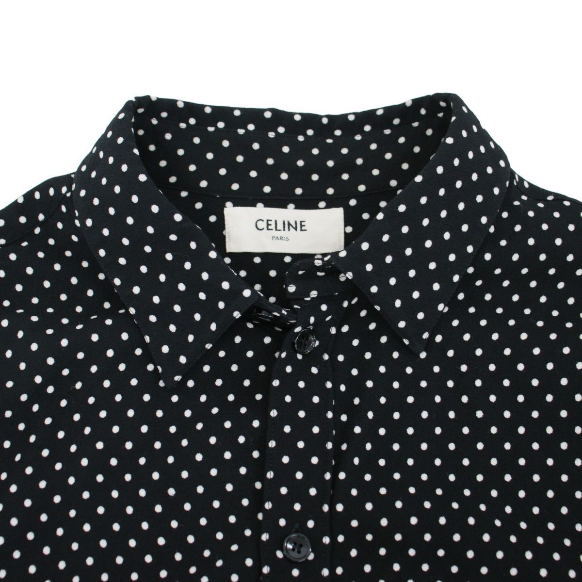 Celine Rayon Dot Shirt Black 41 — view 3