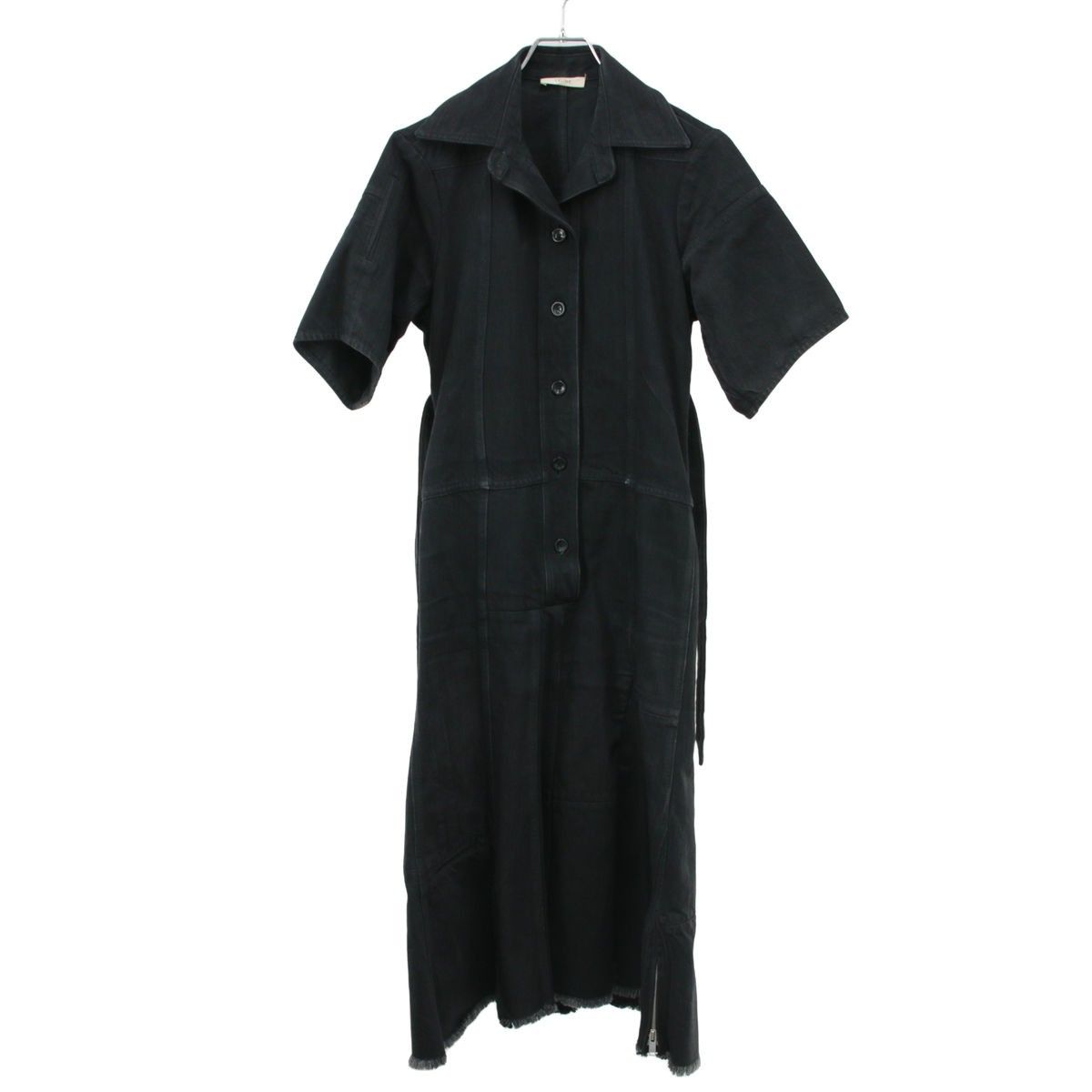 Celine by Phoebe Philo Cut Off Belted Denim Dress 2 Black 36