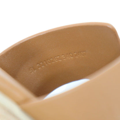 Hermes Eze Platform Cork Sole Leather Sandals Brown — view 6