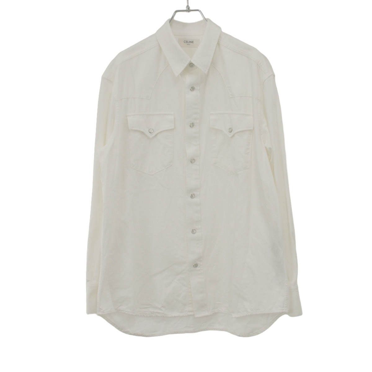 Celine Cotton Western Shirt White XS