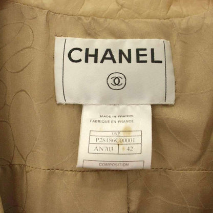 Chanel CC Logo Calfskin Leather Chesterfield Long with Belt 42 Beige — view 4