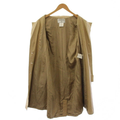 Chanel CC Logo Calfskin Leather Chesterfield Long with Belt 42 Beige — view 5