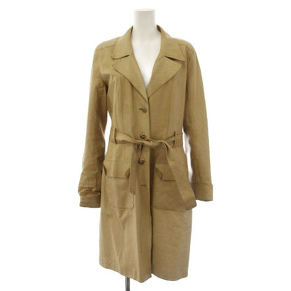 Chanel CC Logo Calfskin Leather Chesterfield Long with Belt 42 Beige