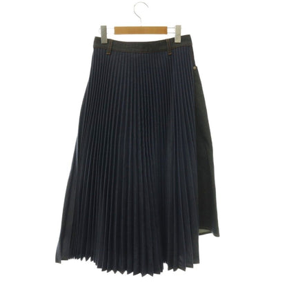 Loewe Denim Pleated Skirt Long Contrast Navy 36 — view 2