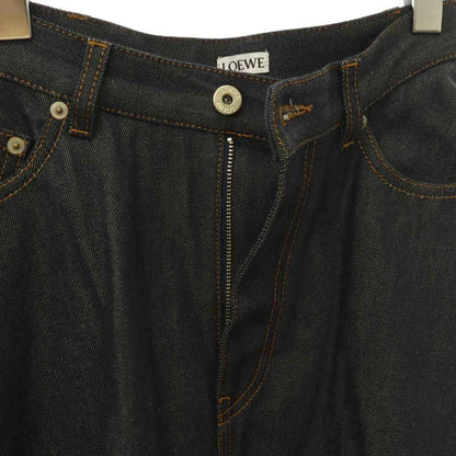 Loewe Denim Pleated Skirt Long Contrast Navy 36 — view 3