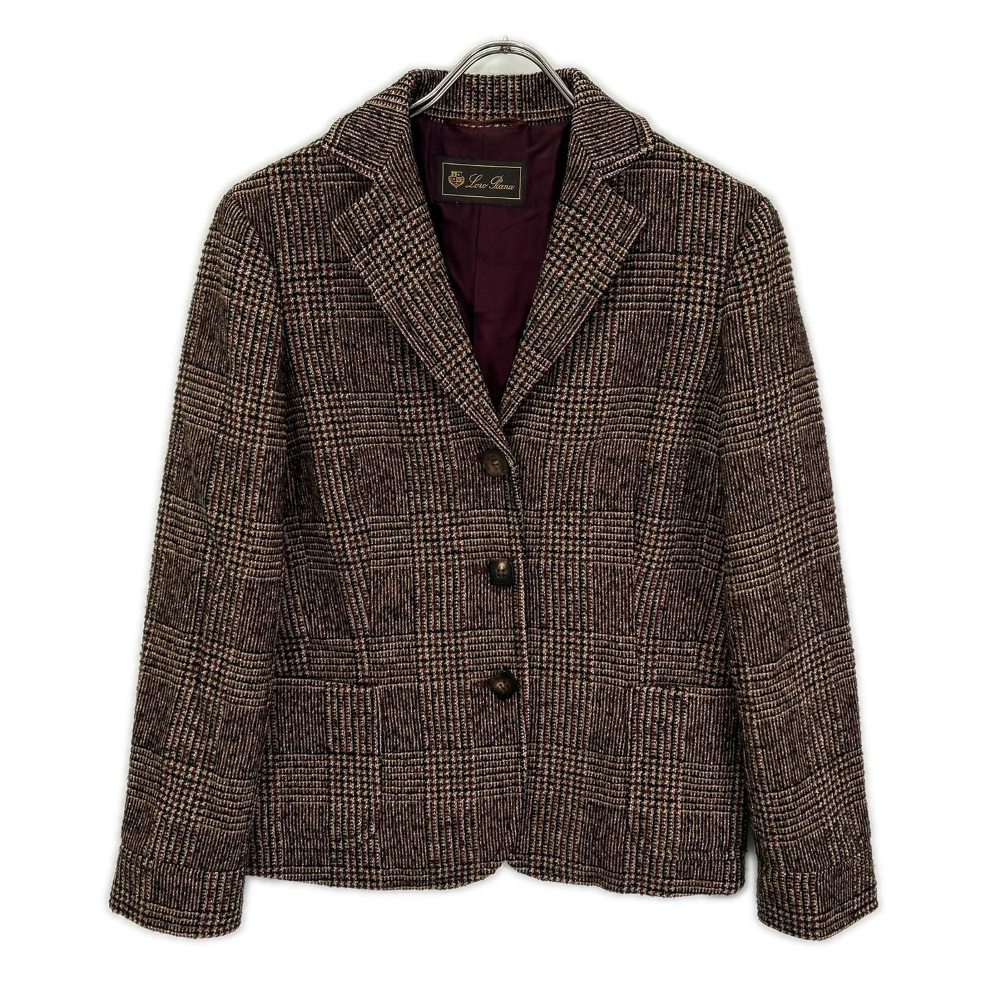 Loro Piana Brown Glen Check Tailored Jacket 44