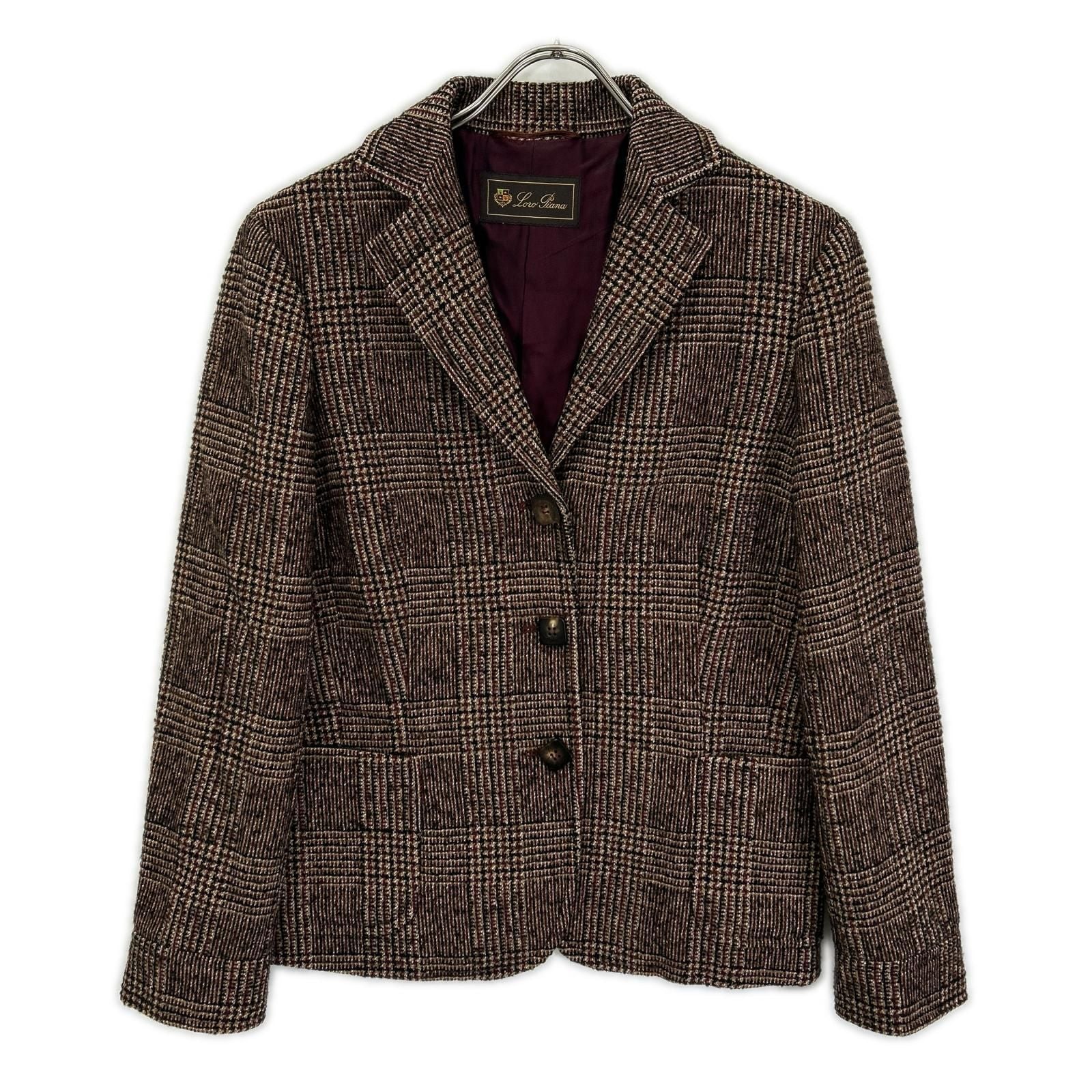 Loro Piana Brown Glen Check Tailored Jacket 44