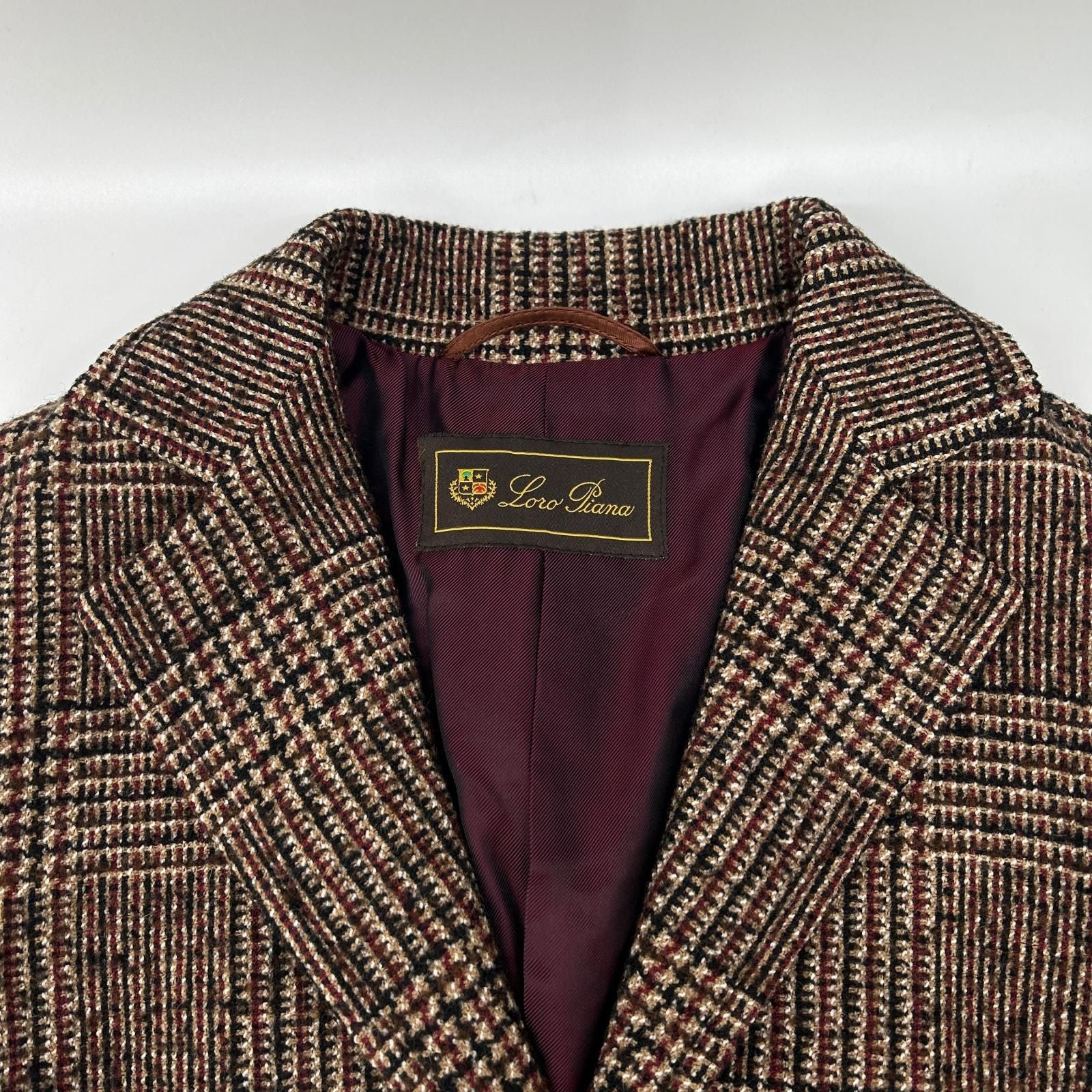 Loro Piana Brown Glen Check Tailored Jacket 44 — view 7
