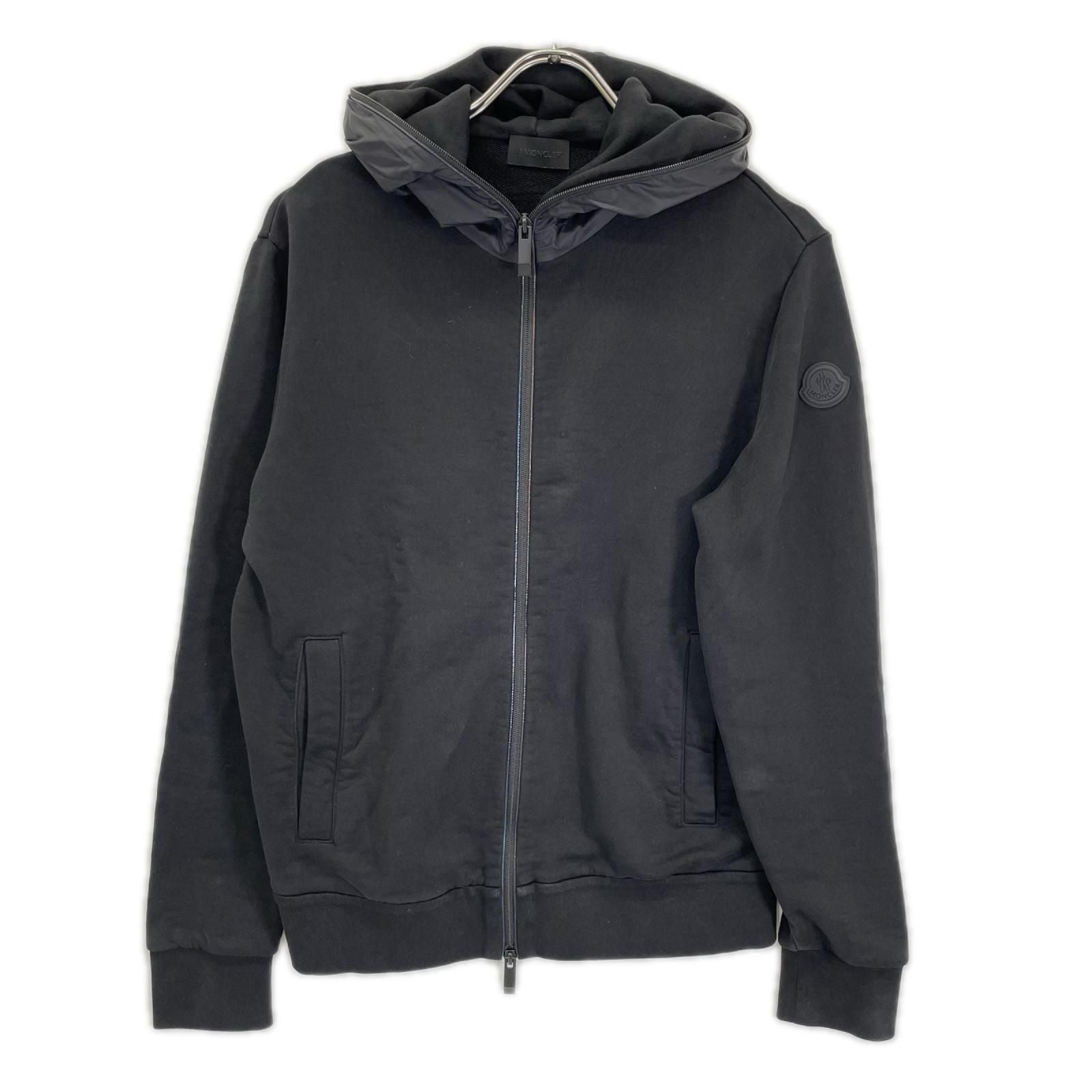 Moncler Zip UP Cardigan Black Cotton Nylon Full Zip Sweatshirt Hoodie