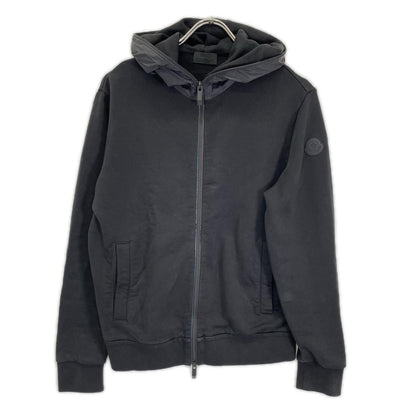 Moncler Zip UP Cardigan Black Cotton Nylon Full Zip Sweatshirt Hoodie