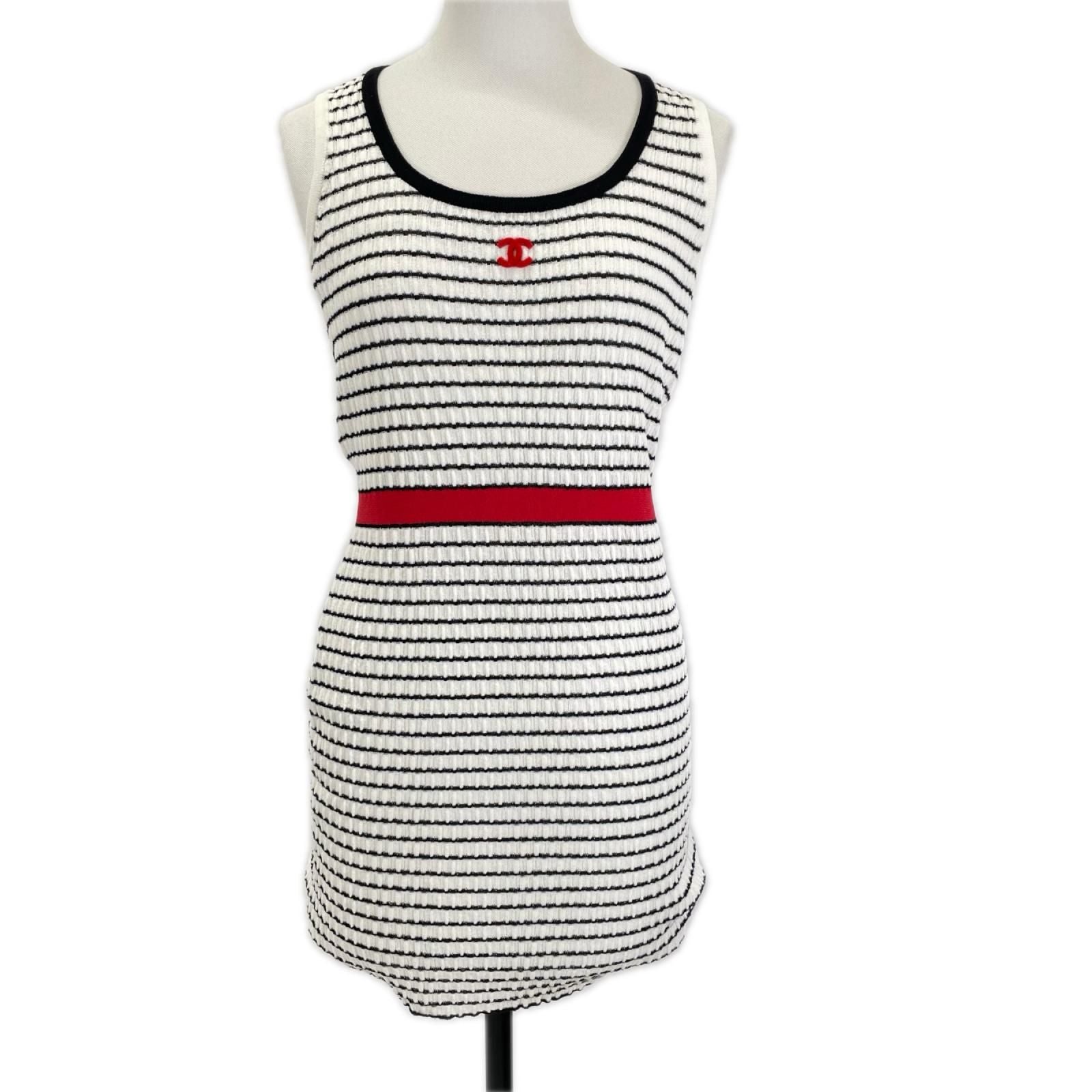 Chanel CC Logo Border Sleeveless Dress 34