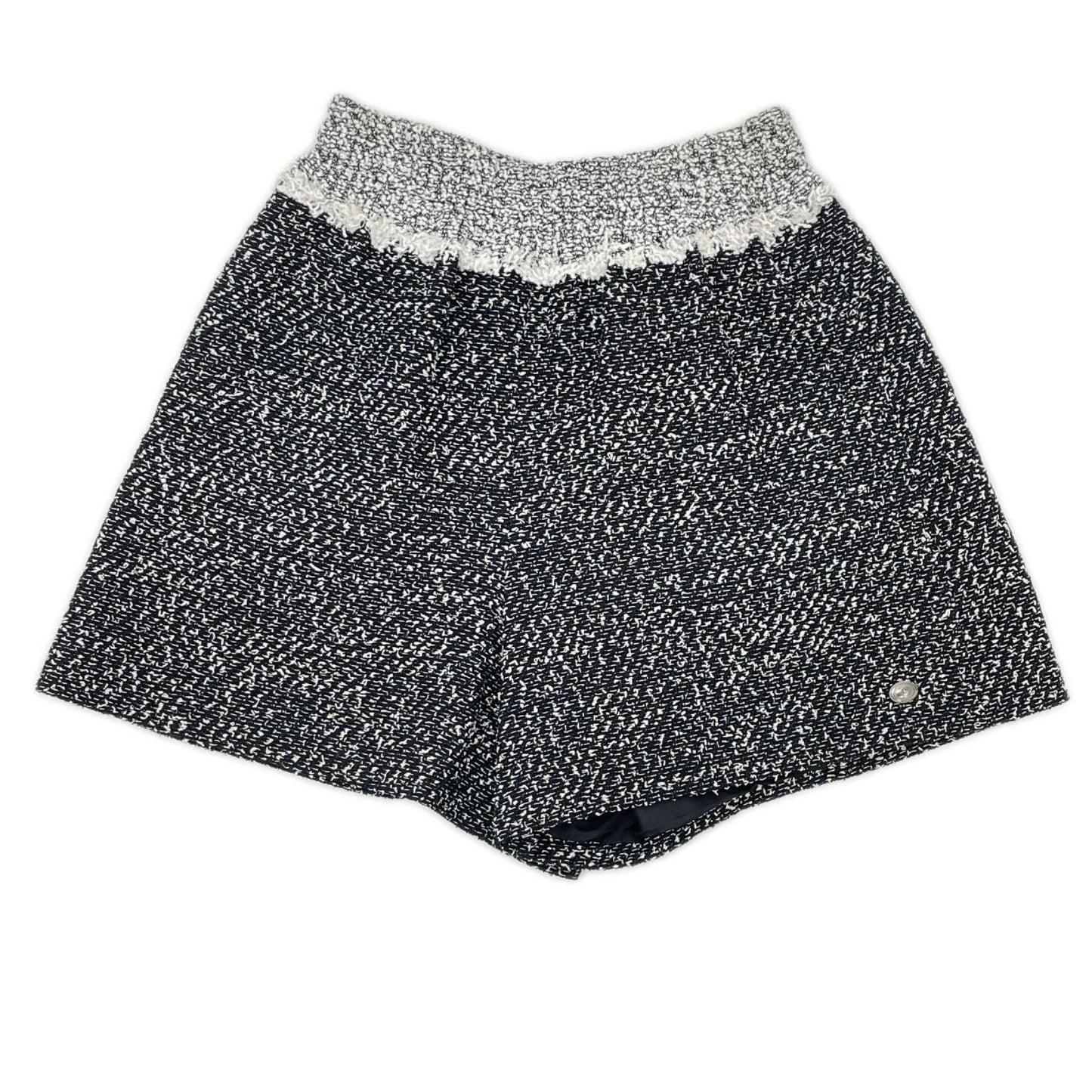 Chanel CC Logo Waist Togo Tweed Shorts 34
