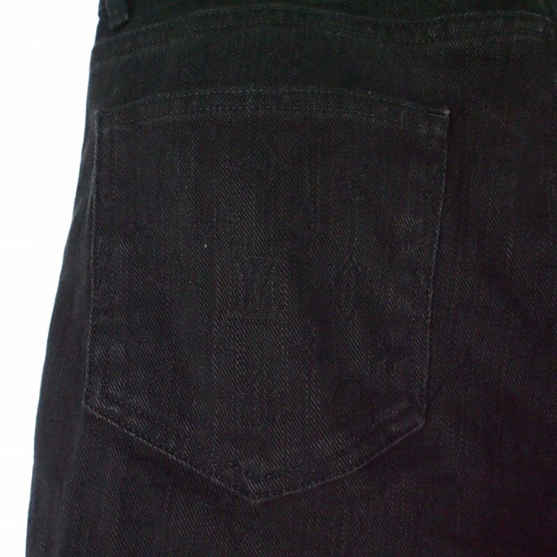 Louis Vuitton Monogram Jacquard Slim Denim Pants Black — view 7