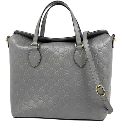 Gucci Handbag Guccissima 2-Way Leather Gray